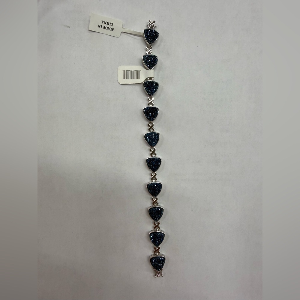 New Blue Druzy Quartz Sterling Bracelet 7.5”